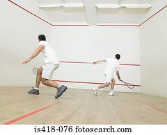 homens, tocando, squash