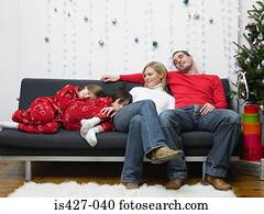 família, em, tempo natal