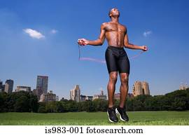 Man skipping in central park