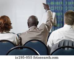 employés bureau, écoute, à, a, présentation