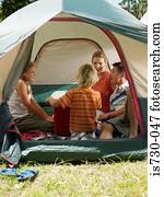 Family in a tent