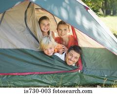 Family in a tent