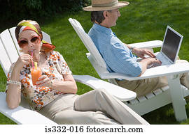 Senior couple in the garden