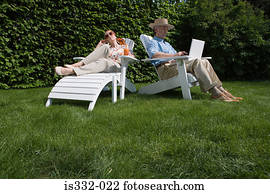 Senior couple in the garden