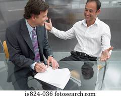 homens negócios, com, contrato