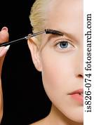 mulher, aparência, dela, sobrancelha