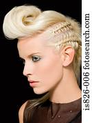 Woman with quiff and plaits in her hair