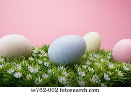 ovos páscoa, ligado, capim