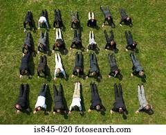 Businessmen exercising