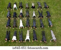 Businessmen exercising