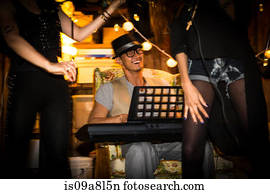 Rock band practising