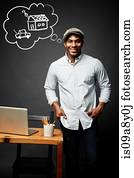 Man planning for new house and car