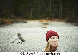 Portrait of woman in remote setting