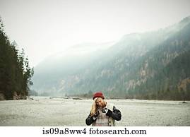 Portrait of woman in remote setting