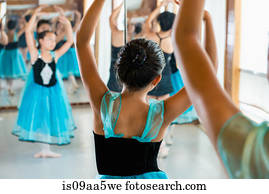 Ballet dancers practising in studio