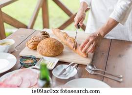 mulher, corte, baguette