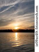 Sunset over lake, Bath, Maine, USA