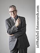 retrato, de, homem sênior, desgastar, paleto