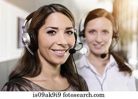 chame centro, equipe, desgastar, headsets