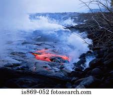 fluxo lava, de, kilauea, vulcão