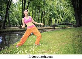woman, tanzt, zumba, in, a, park woman, tanzt, zumba, in, a, park