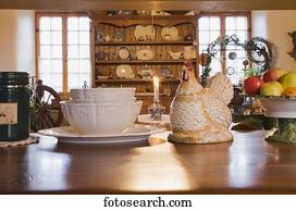 Tisch, stühle, und, einrichtung, in, dass, esszimmer, von, ein, alt