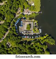 Lake Baldeney With Sailboats In Essen Heisingen North Rhine