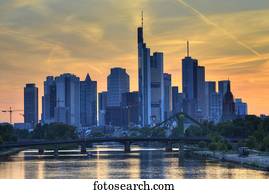 Skyline At Night Taunusturm Tower 185 Commerzbank Messeturm