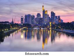 Skyline At Night Taunusturm Tower 185 Commerzbank Messeturm