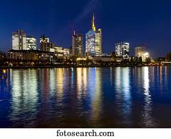 Skyline At Night Taunusturm Tower 185 Commerzbank Messeturm