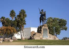 Equestrian statue in front of the Alte Feste or Old Fortress, Windhoek, Namibia, Africa
