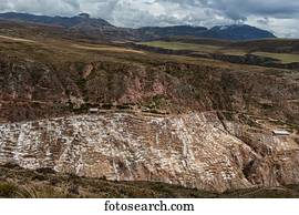 Saltworks in the Sacred Valley of the Incas on the Urubamba, near Maras, Peru, South America