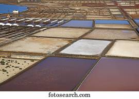Sea salt extraction, drying pools, saltworks of Janubio, Salinas de Janubio, Lanzarote, Canary Islands, Canary Islands, Spain, Europe
