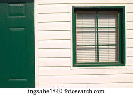 Puerta verde, en, ladrillo rojo, casa Colección de imágen