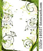 floral, grunge, quadro, vetorial