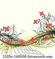 grunge, floral, fundo, vetorial