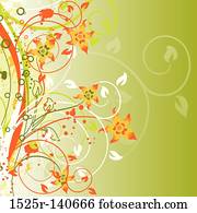 grunge, floral, fundo, vetorial