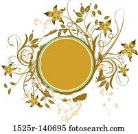 grunge, floral, fundo, vetorial