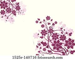 grunge, floral, fundo, vetorial