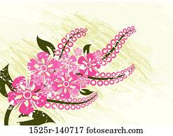 grunge, floral, fundo, vetorial