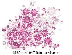 grunge, floral, fundo, vetorial