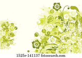 grunge, floral, fundo, vetorial