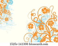 grunge, floral, fundo, vetorial