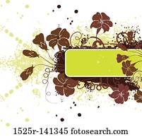 grunge, floral, fundo, vetorial