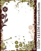 grunge, floral, fundo, vetorial