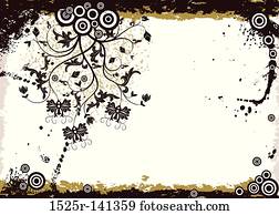 grunge, floral, fundo, vetorial