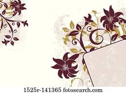 grunge, floral, fundo, vetorial