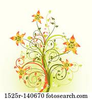 grunge, floral, fundo, vetorial