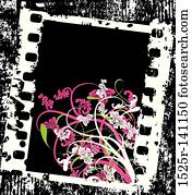 grunge, floral, fundo, vetorial