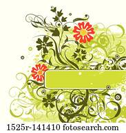 grunge, floral, fundo, vetorial